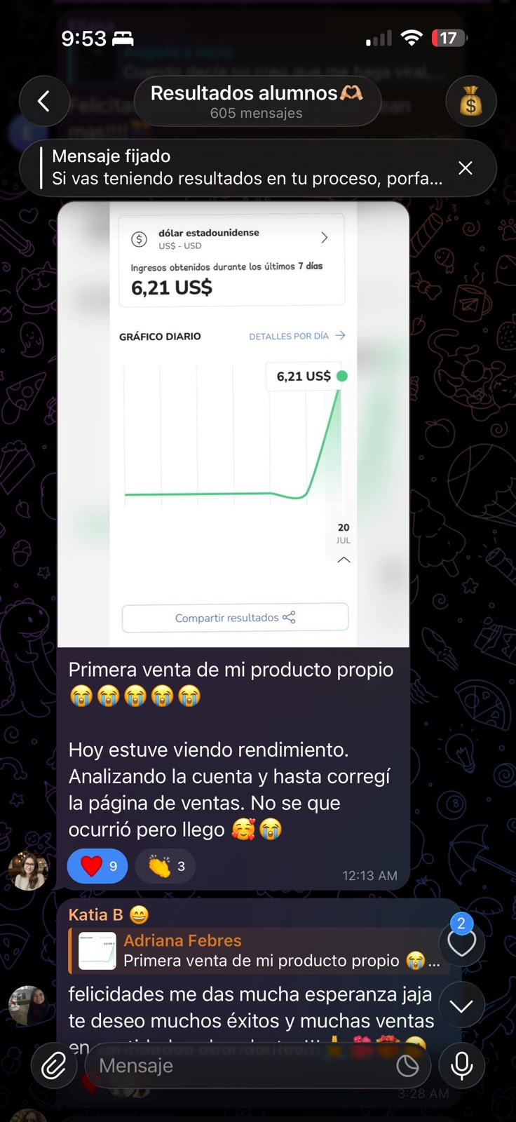 Alumna: primera venta de su producto propio