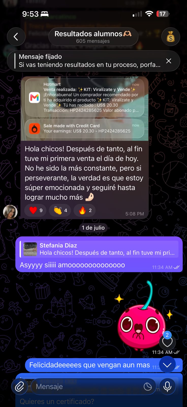 Alumna: primera venta de $20.30